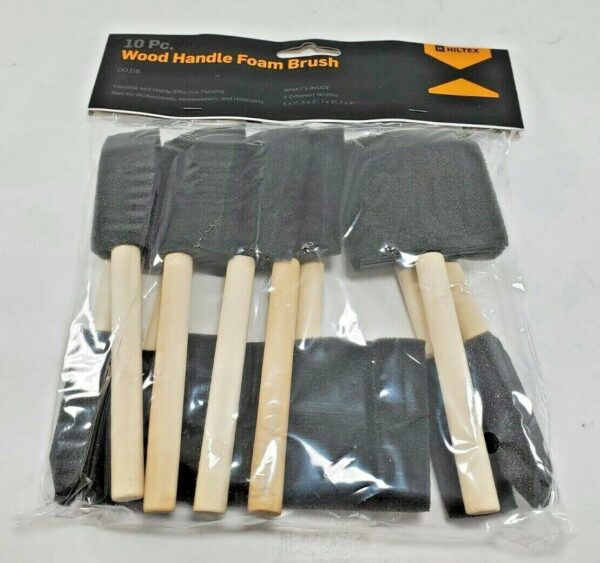 Hiltex 10pc Wood Handle Foam Brush