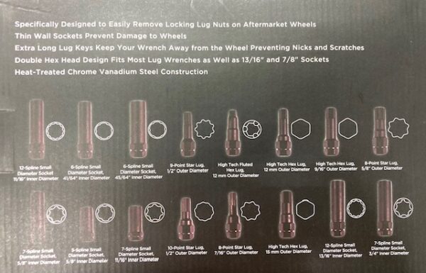 NEIKO Locking Lug Nut Master Key Set
