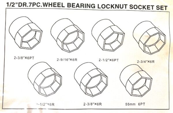 NEIKO 1/2″ Dr. 7pc Wheel Bearing Locknut Sockets Set