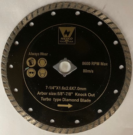 Neiko Tools 7-1/4″ Diamond Blade (Turbo)