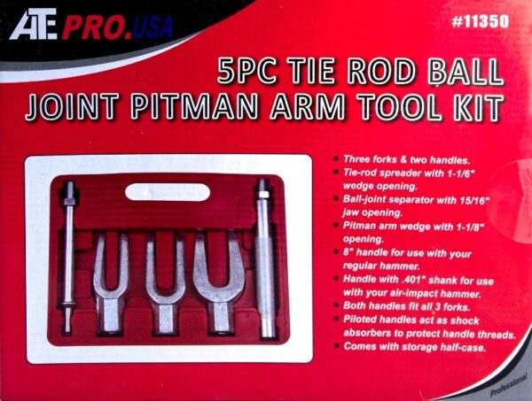 ATE PRO USA 5pc Tie Rod Ball Joint Pitman Arm Tool Kit