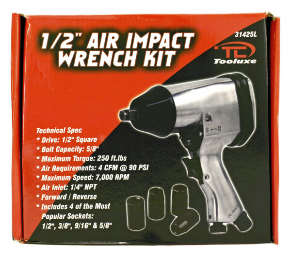 Air Luxe Pneumatic 1/2″ Air Impact Wrench Kit