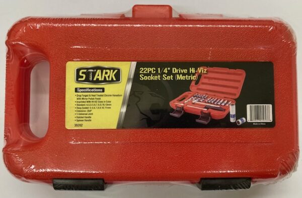 STARK USA 22pc 1/4″ Drive Hi-Viz Socket Set (Metric)