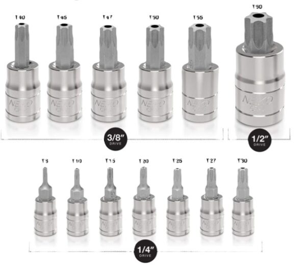 NEIKO 13pc Tamper-Proof Torx Bit Socket Set – TT8-TT60