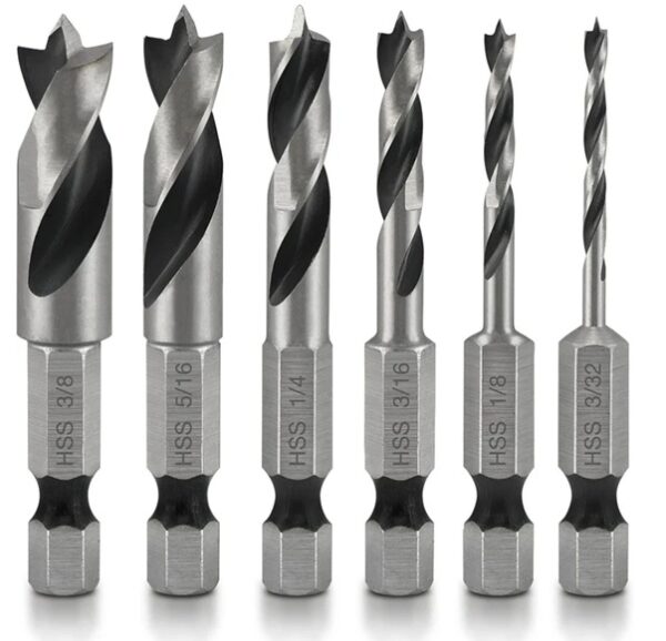 NEIKO 6pc Quick Change Stubby Drill Bits for Wood – SAE