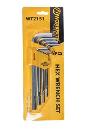 WT2151-1 WORKSITE TOOLS & EQUIPMENT 9pc Hex Wrench Set – Metric
