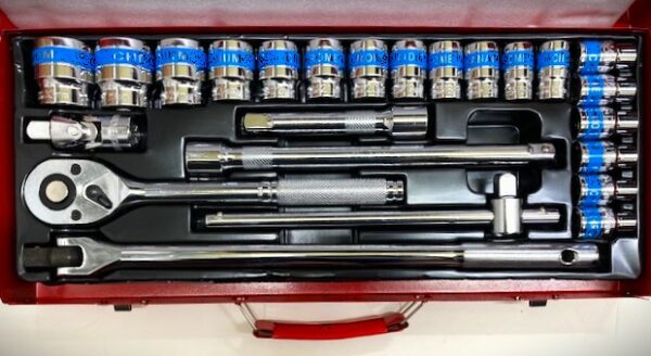 24pc 1/2″ Drive 6 Point Socket Set – Chrome Vanadium – Metric
