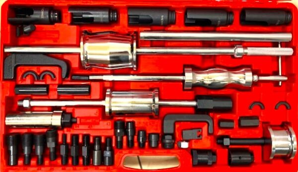 40pc Master Fuel Injector Extractor with Common Rail Adapter Puller and Slide Hammer